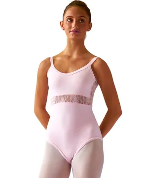 Crossed Back Cami Leotard, Lace Inset