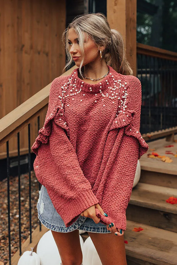 Cuddle Up With Cocoa Embellished Sweater in Rustic Rose