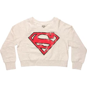 DC Comics Superman and Supergirl Symbol Crop Top Sweater