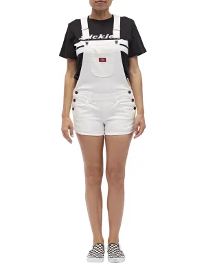 Dickies Girls 3" Hem Roll Shortalls - White
