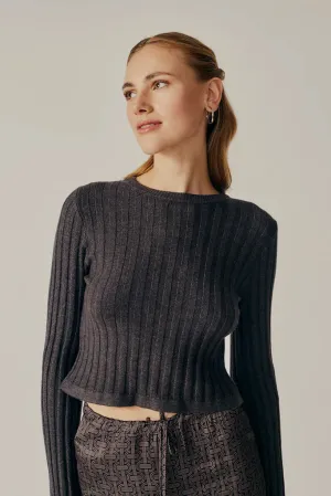 Dèluc - Buddleia Crop Sweater - Grey Melange