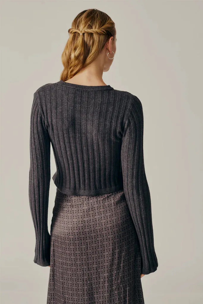 Dèluc - Buddleia Crop Sweater - Grey Melange