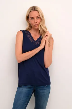 DOUBLE V LACE NECKLINE BLUE CAMISOLE