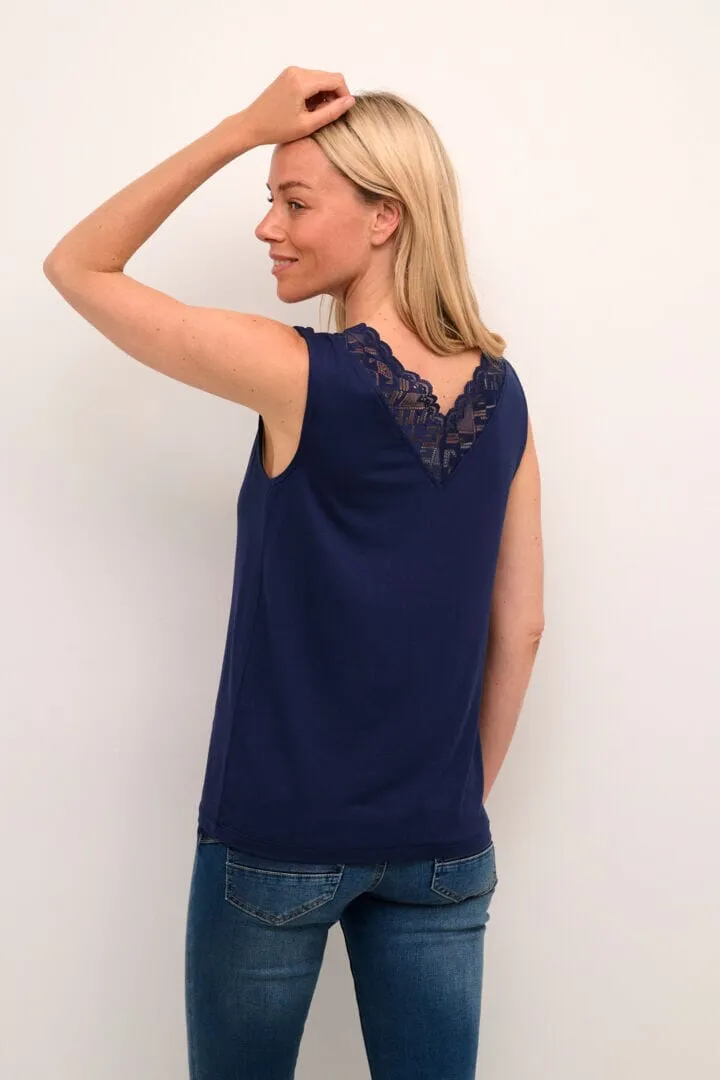 DOUBLE V LACE NECKLINE BLUE CAMISOLE