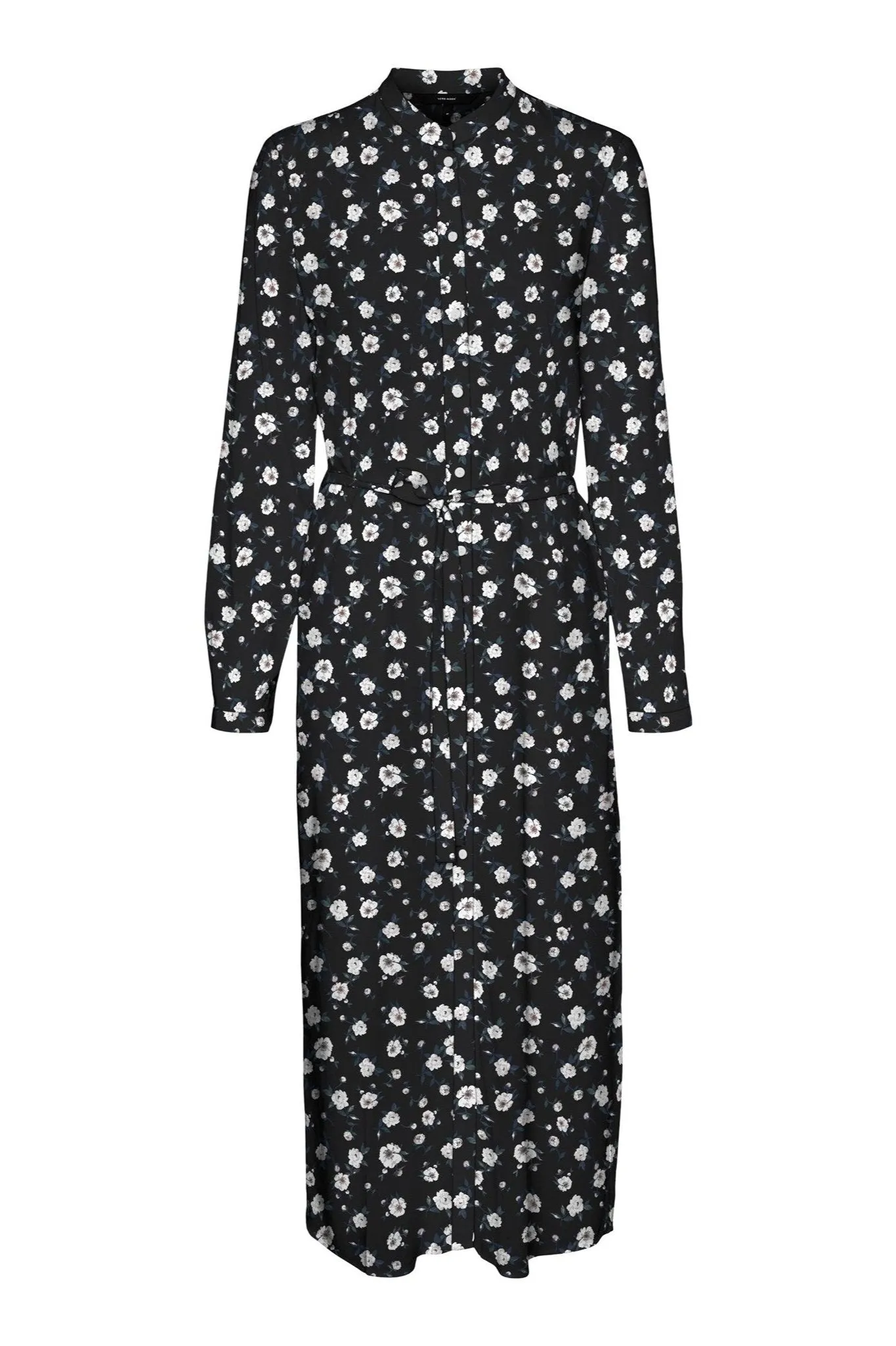 Easy Long Sleeve Shirt Dress - Sort