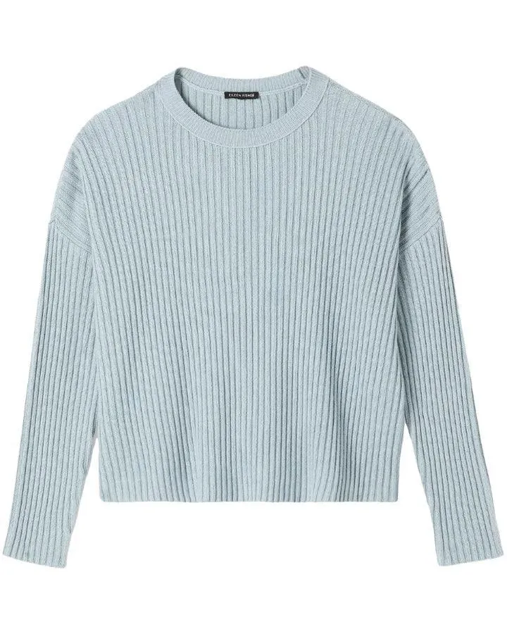 Eileen Fisher Cotton Cashmere Box Pullover Frost