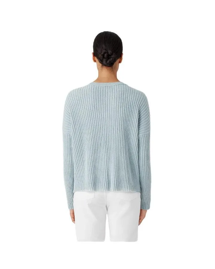 Eileen Fisher Cotton Cashmere Box Pullover Frost