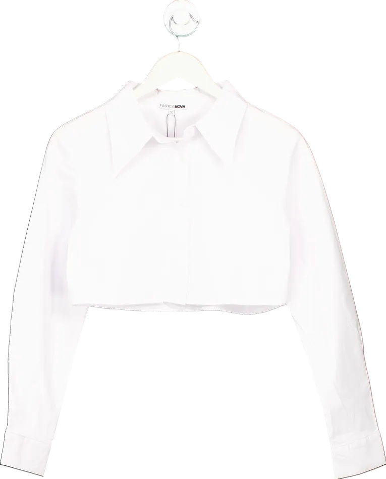 Fashion Nova White Poplin Shirt UK M