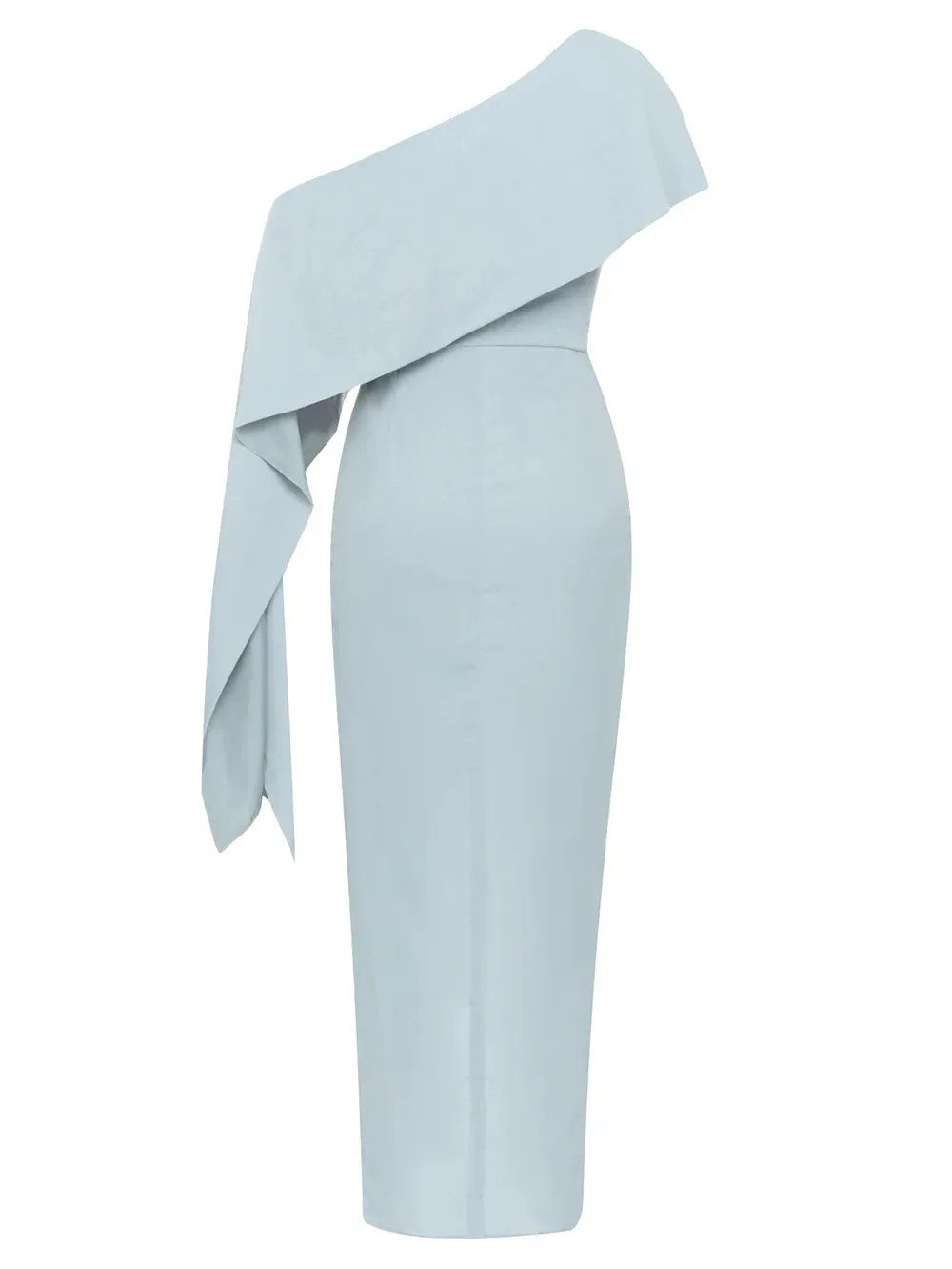 Faye Asymmetrical Neck Ruched Split Thigh Dress