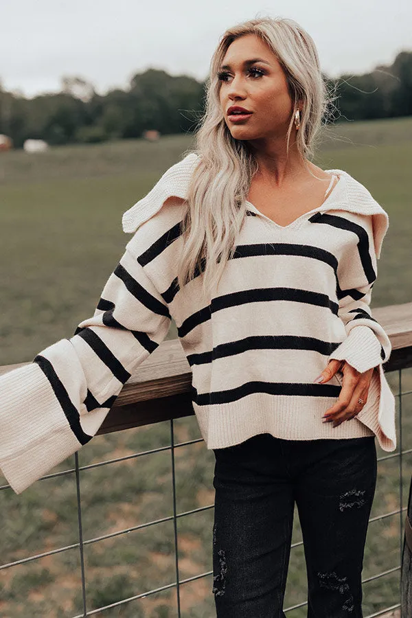 Fill Up Your Cup Stripe Sweater In Cream