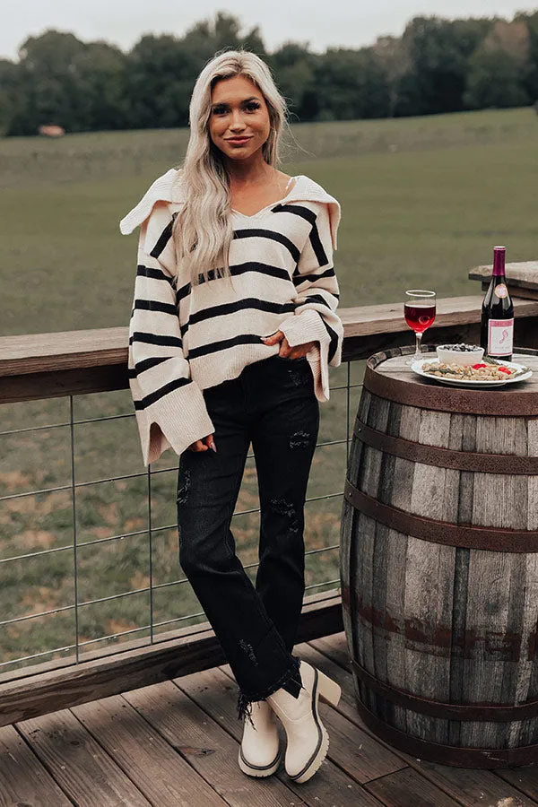 Fill Up Your Cup Stripe Sweater In Cream