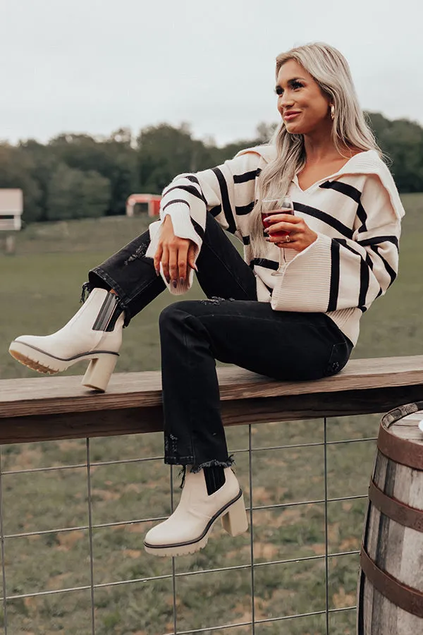 Fill Up Your Cup Stripe Sweater In Cream