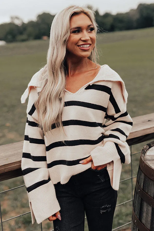 Fill Up Your Cup Stripe Sweater In Cream