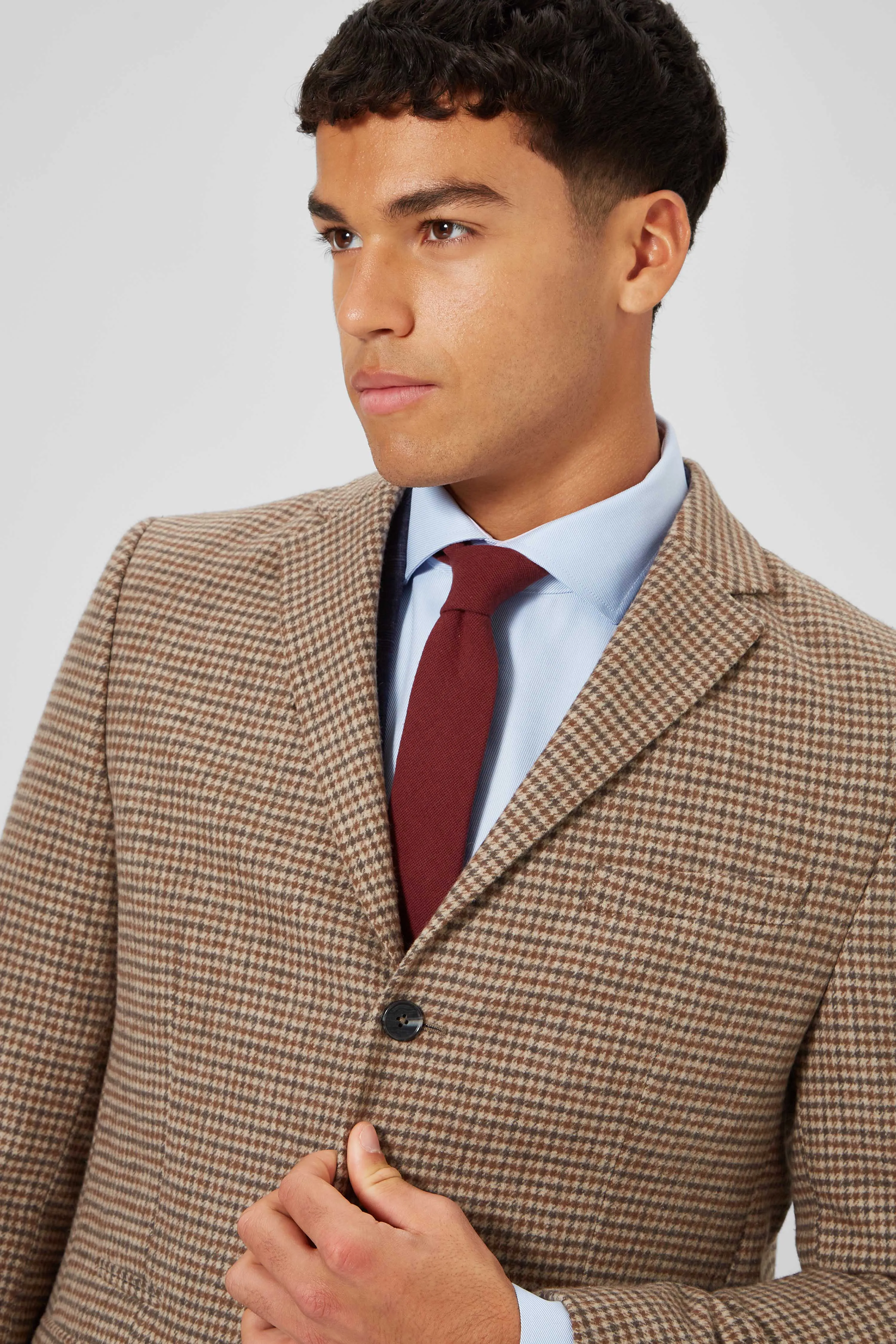 Futura Slim Fit Brown Check Coat - ARCHIVE