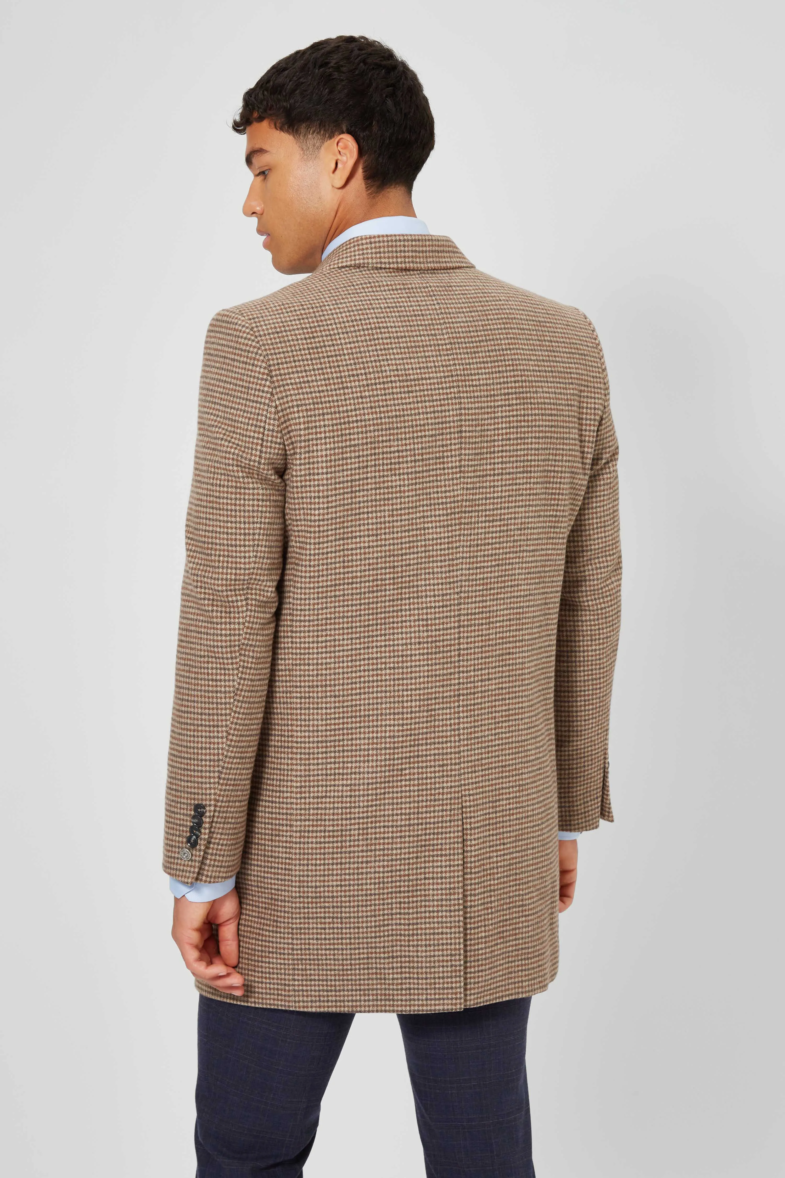 Futura Slim Fit Brown Check Coat - ARCHIVE