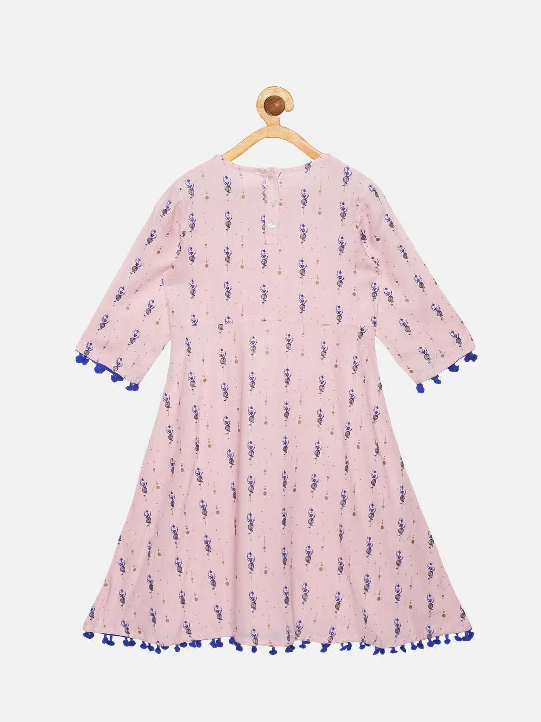 Girls Ethnic Kurta With Pom Pom Hem