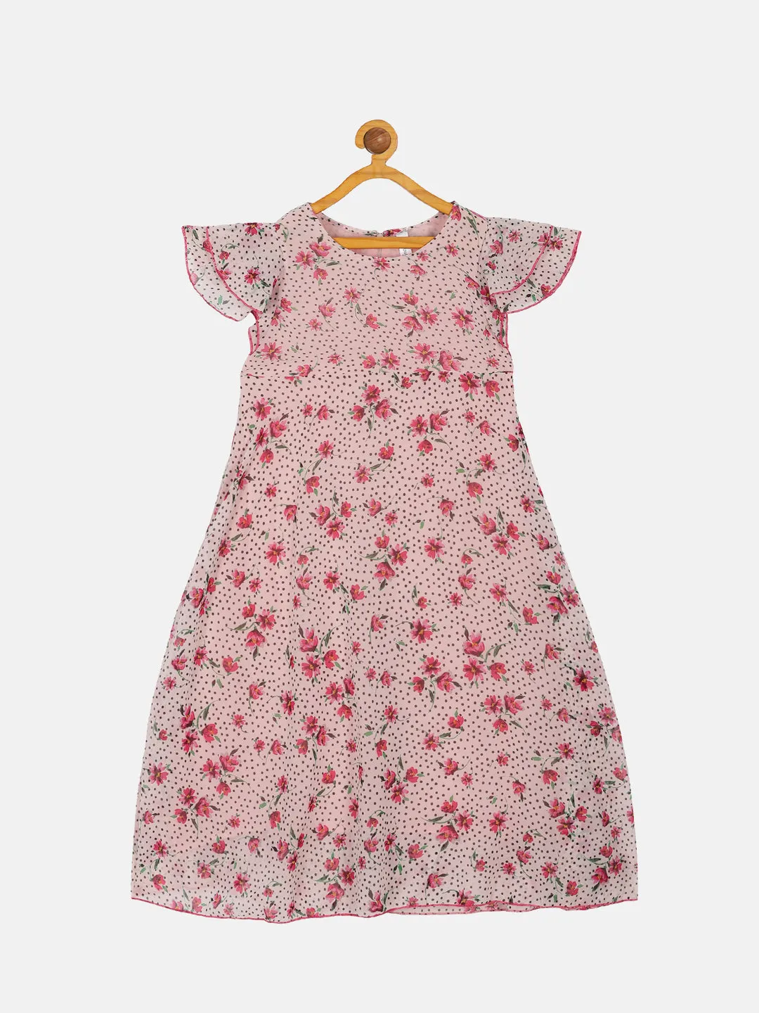 Girls Frill Layer Bell Sleeves Flare Dress