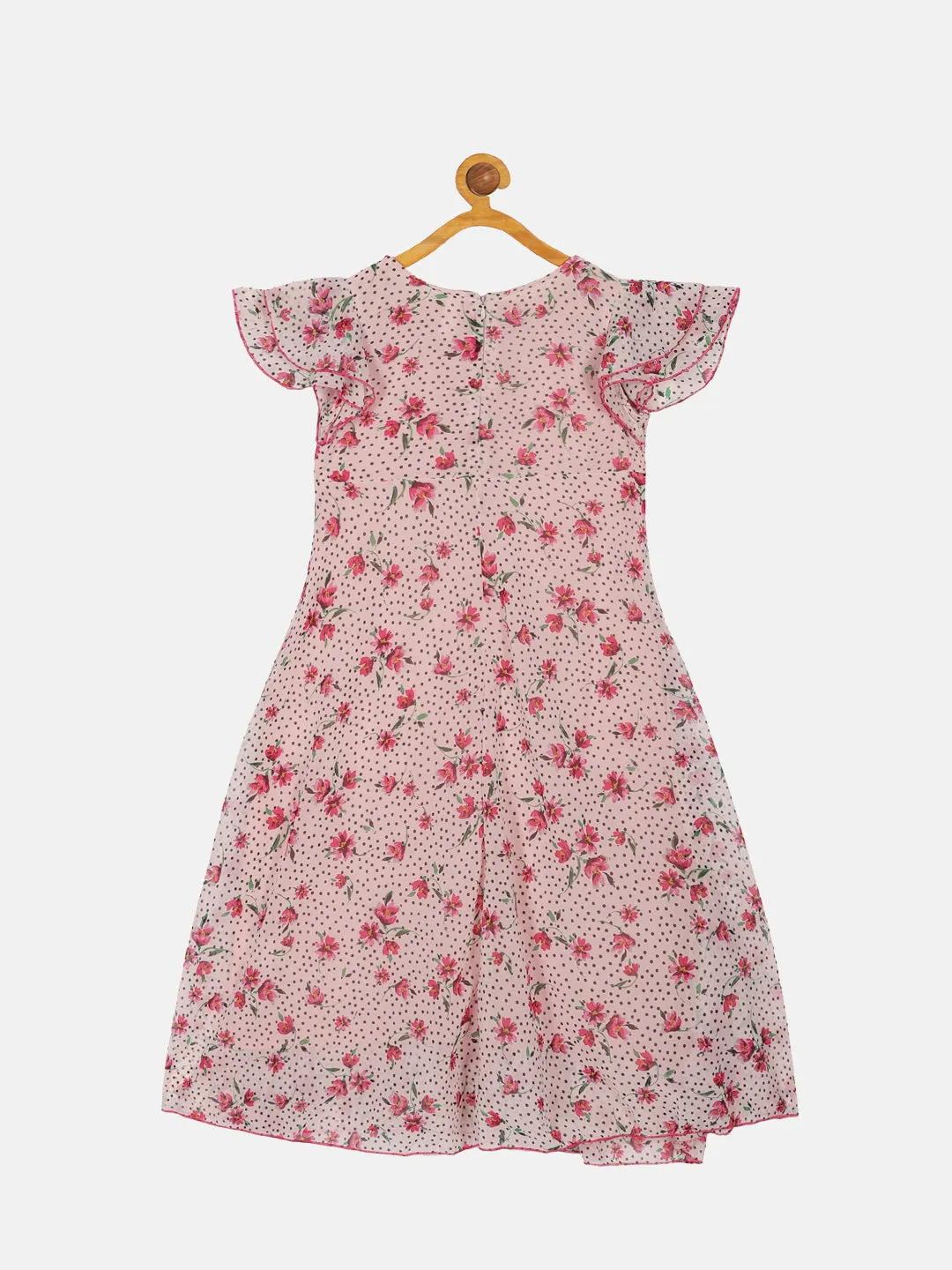 Girls Frill Layer Bell Sleeves Flare Dress