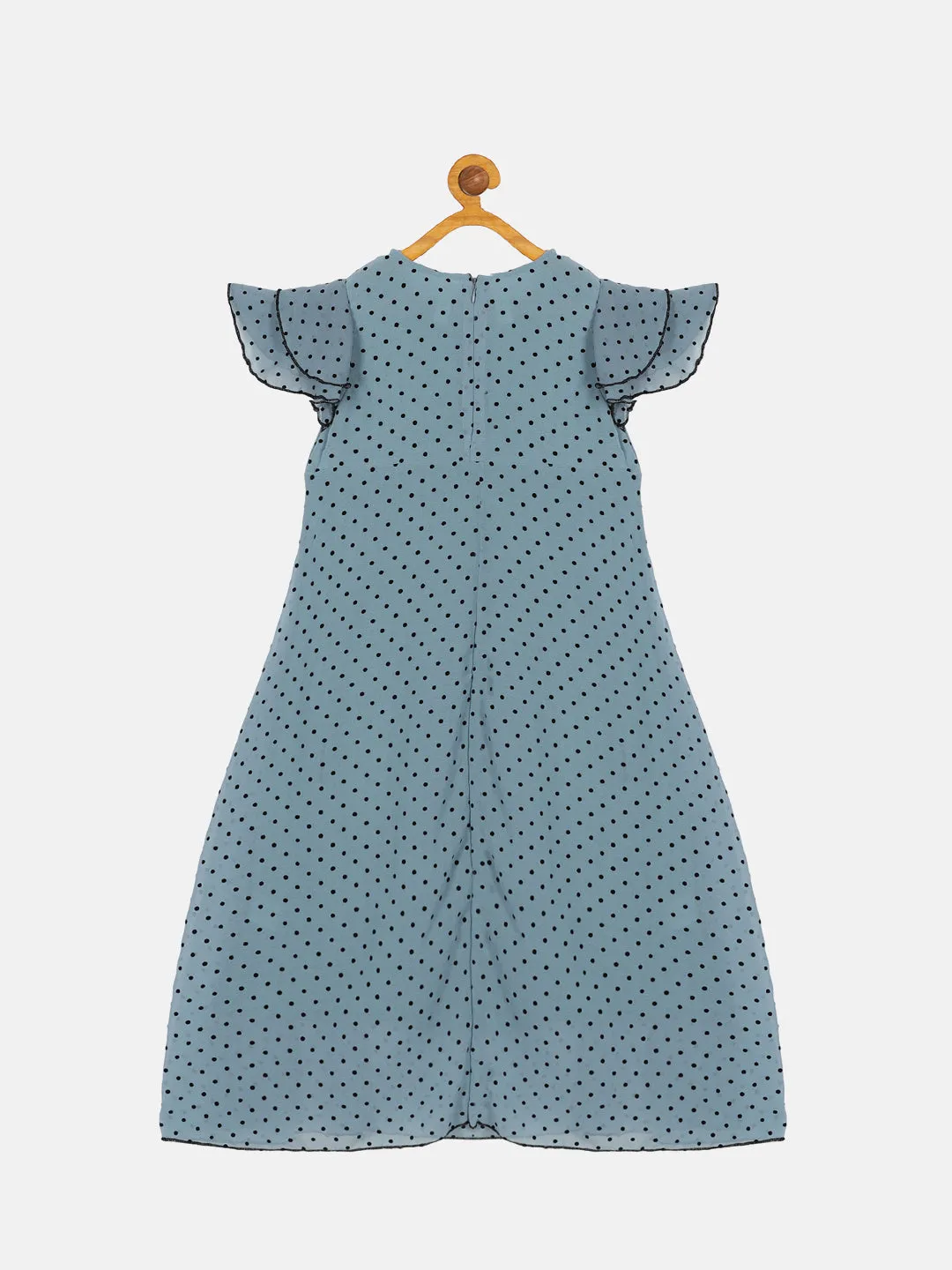 Girls Frill Layer Bell Sleeves Flare Dress
