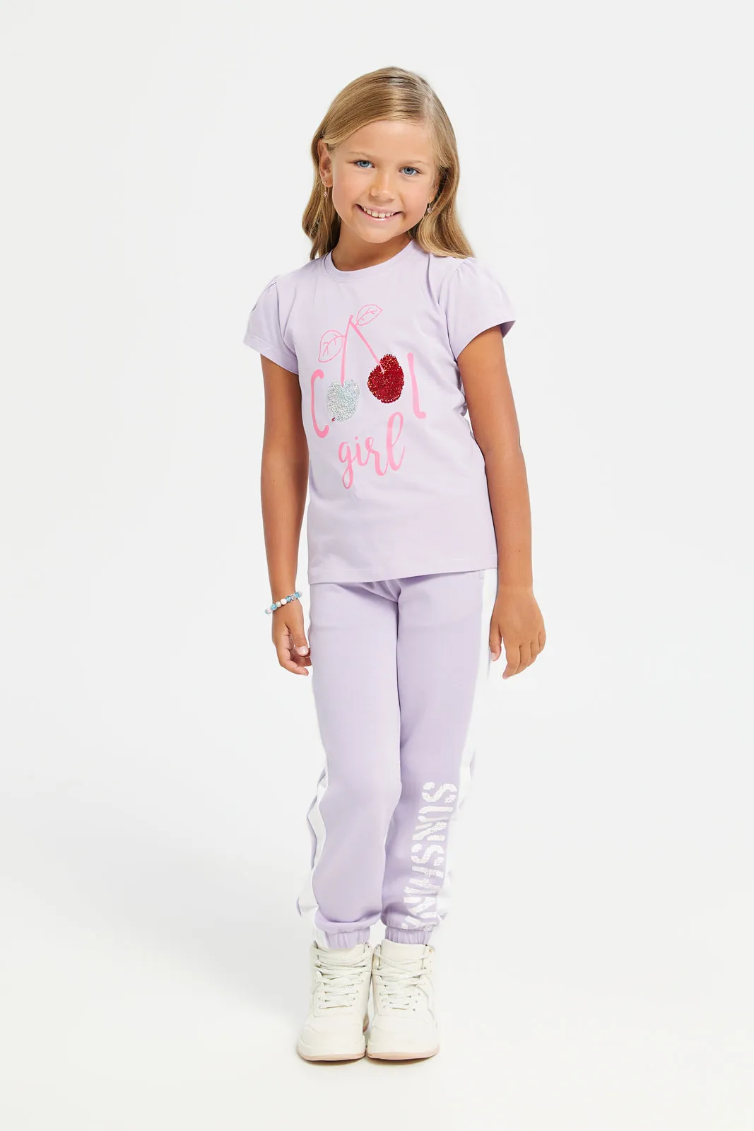 Girls Lilac Sunshine Print Track Pant