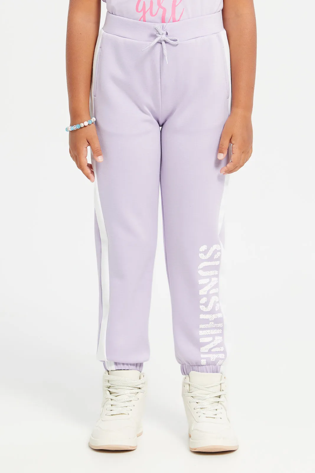 Girls Lilac Sunshine Print Track Pant