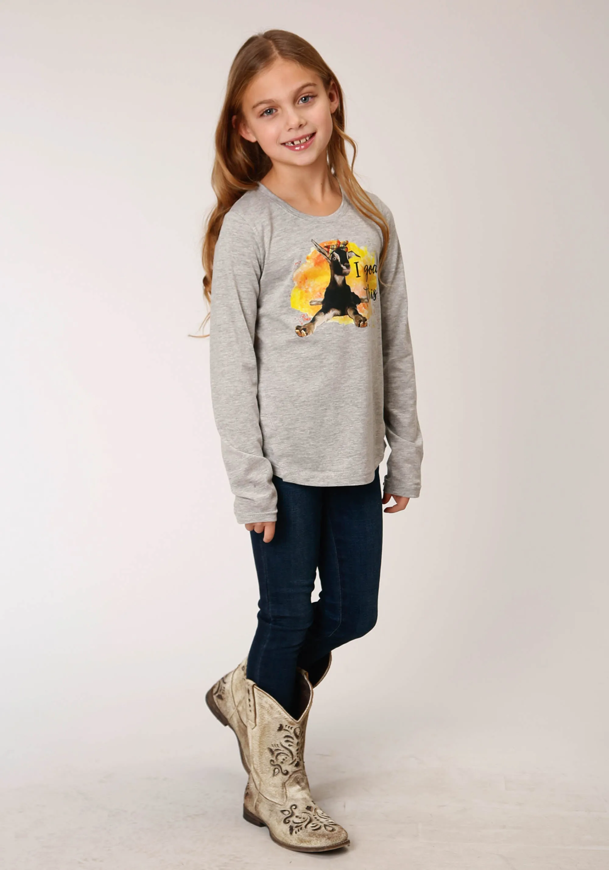 GIRLS LONG SLEEVE KNIT POLY RAYON JERSEY LONG SLEEVE  T T-SHIRT