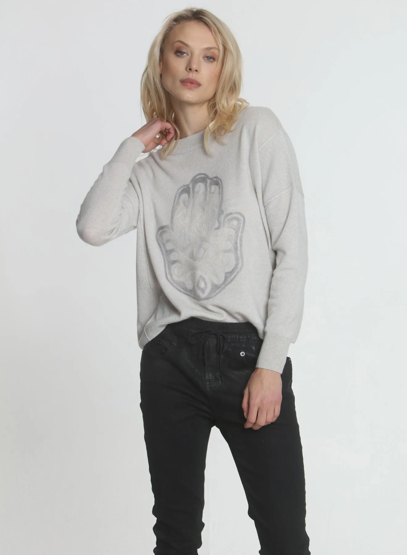 Hamsa Hand Crew - Stone