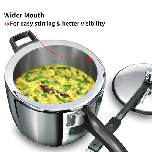 Hawkins 4.5 Litre Triply Stainless Steel Pressure Cooker, Inner Lid Cooker, Silver (HSST45)