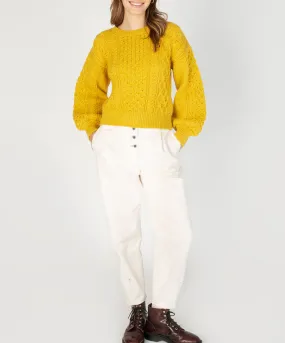 Honeysuckle Cropped Aran Sweater Sunflower