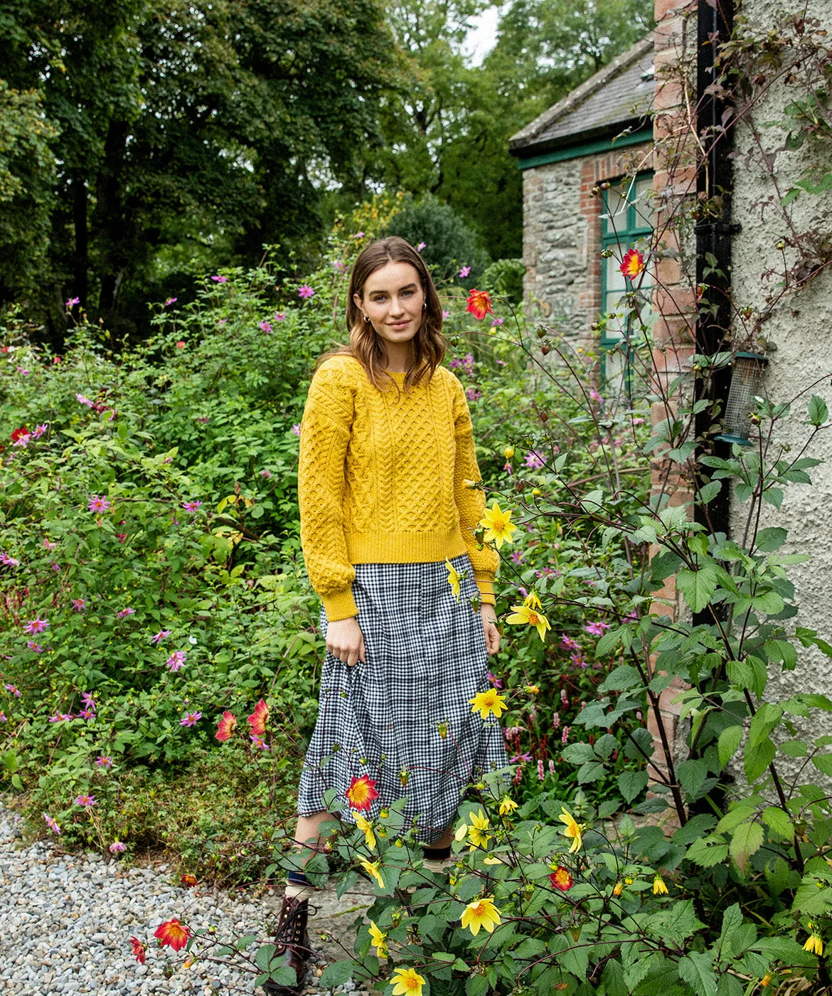 Honeysuckle Cropped Aran Sweater Sunflower
