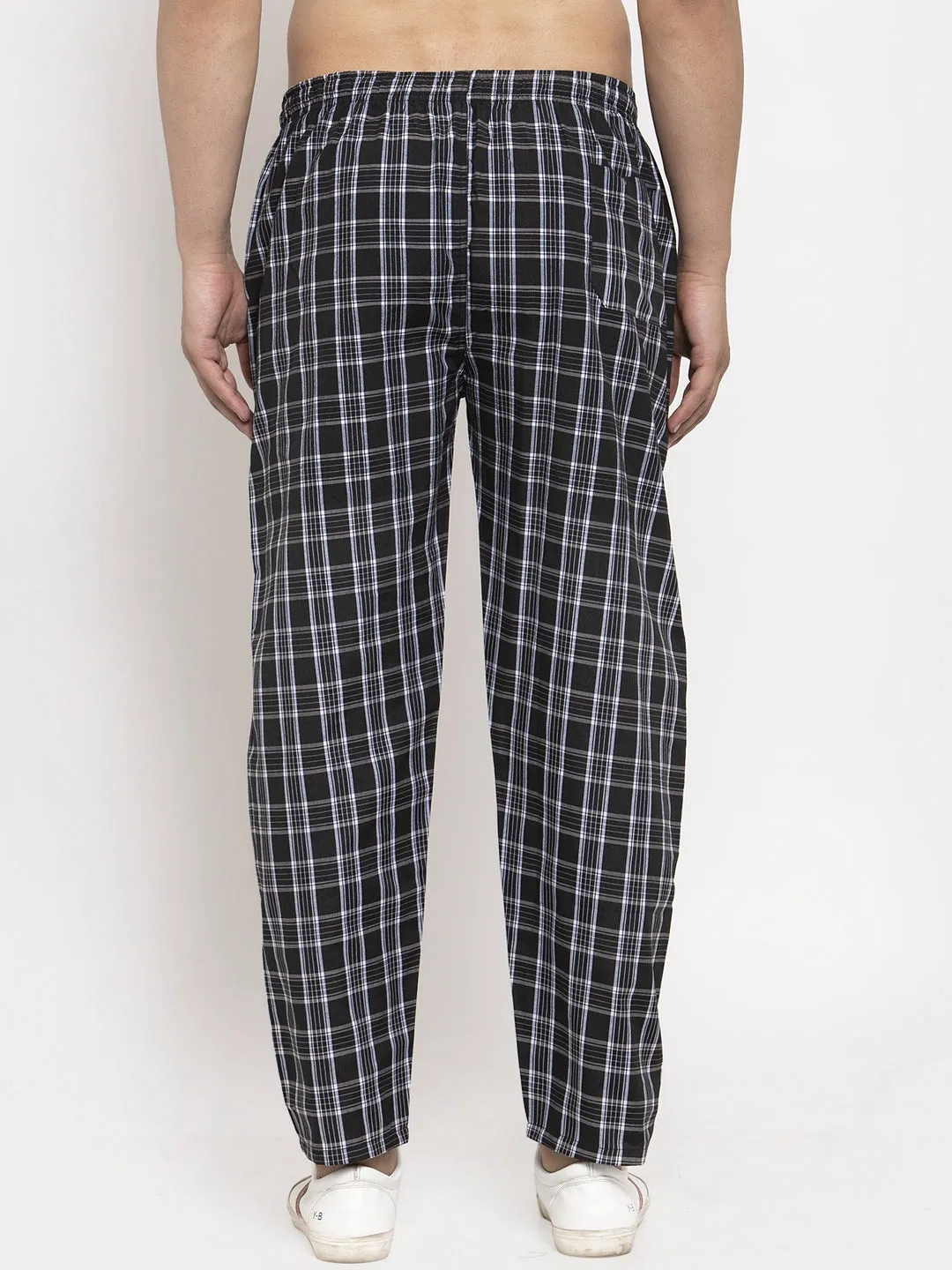 Jashvi Men's Black Checked Cotton Track Pants