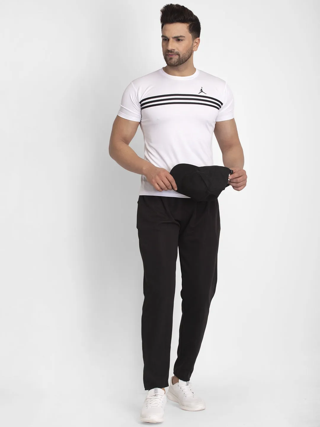 Jashvi Men's Black Solid Track Pants