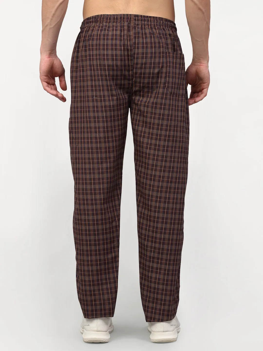 Jashvi Men's Brown Cotton Checked Track Pants