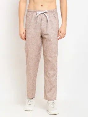 Jashvi Men's Brown Linen Cotton Track Pants