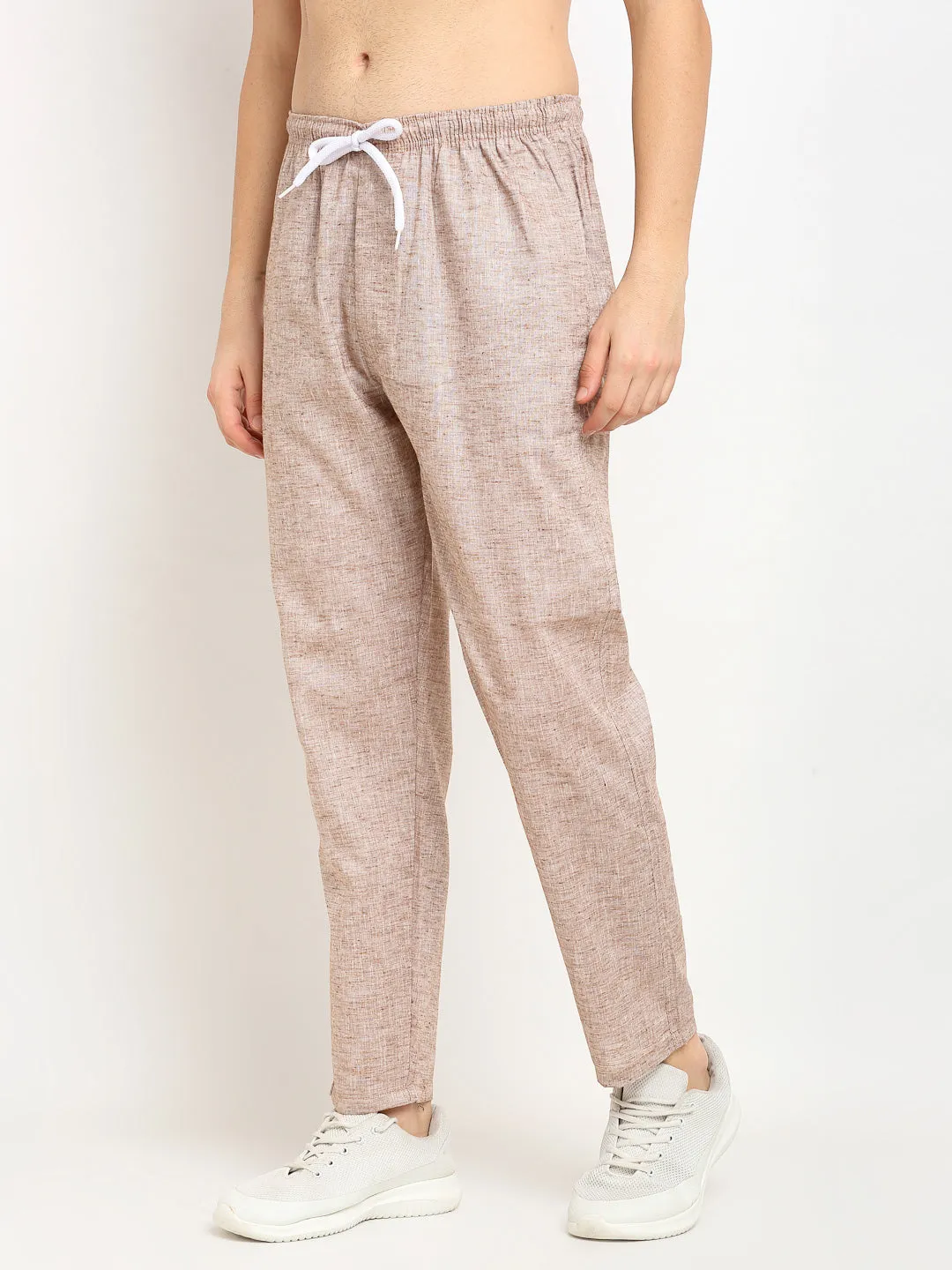 Jashvi Men's Brown Linen Cotton Track Pants