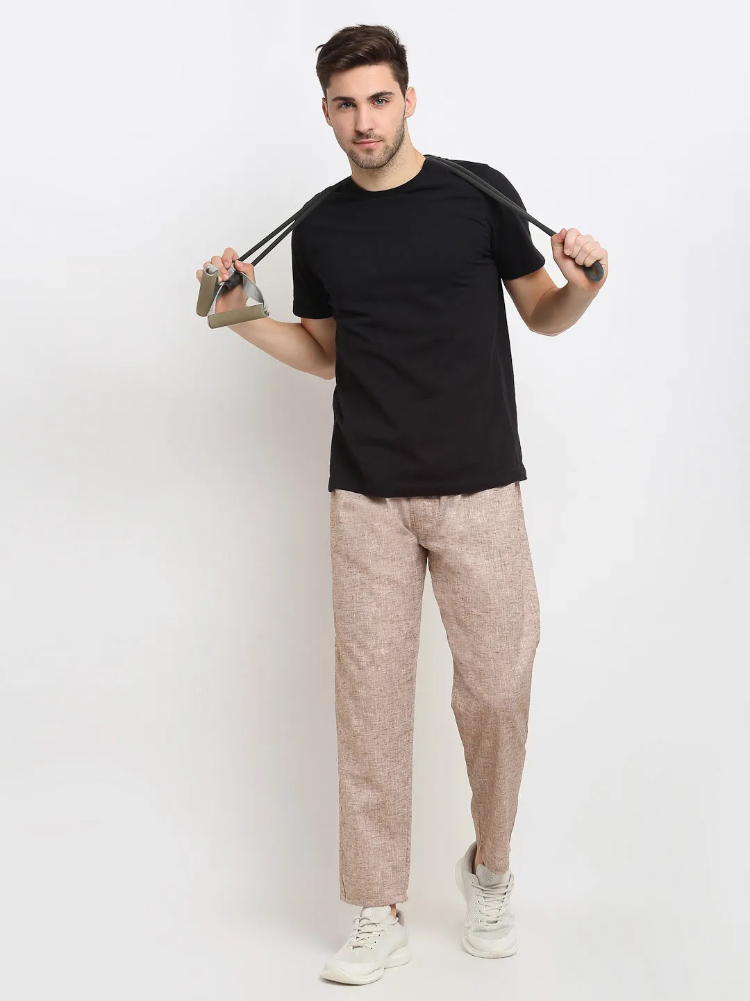Jashvi Men's Brown Linen Cotton Track Pants