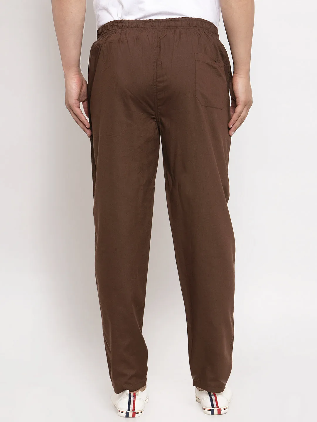 Jashvi Men's Brown Solid Cotton Track Pants