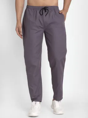 Jashvi Men's Grey Solid Cotton Track Pants