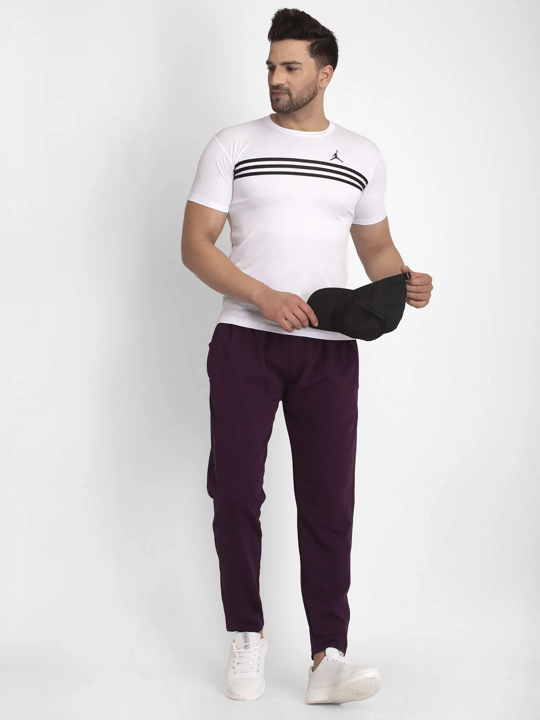 Jashvi Men's Purple Solid Track Pants