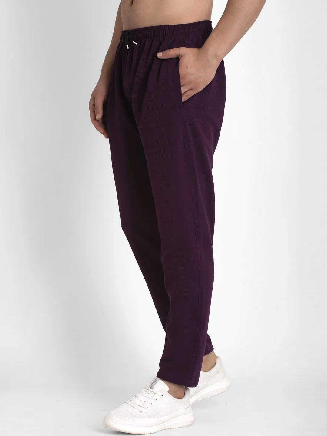 Jashvi Men's Purple Solid Track Pants