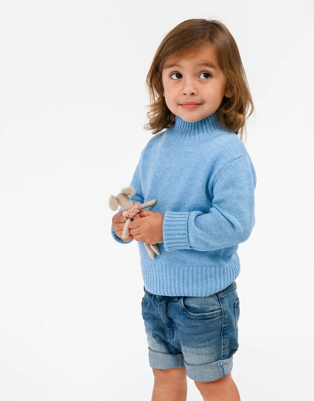 Kids Cashmere - Chunky High Neck Jumper in Alaska