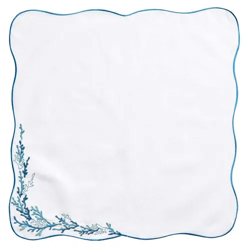 Kim Seybert Embroidered Coral Linen Napkin Sets