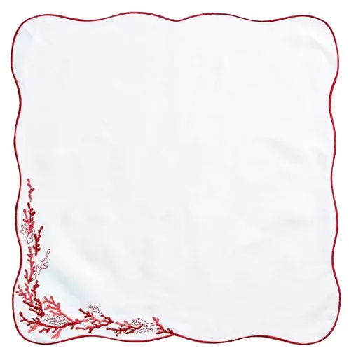 Kim Seybert Embroidered Coral Linen Napkin Sets