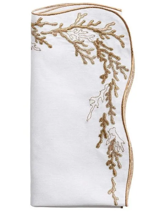 Kim Seybert Embroidered Coral Linen Napkin Sets