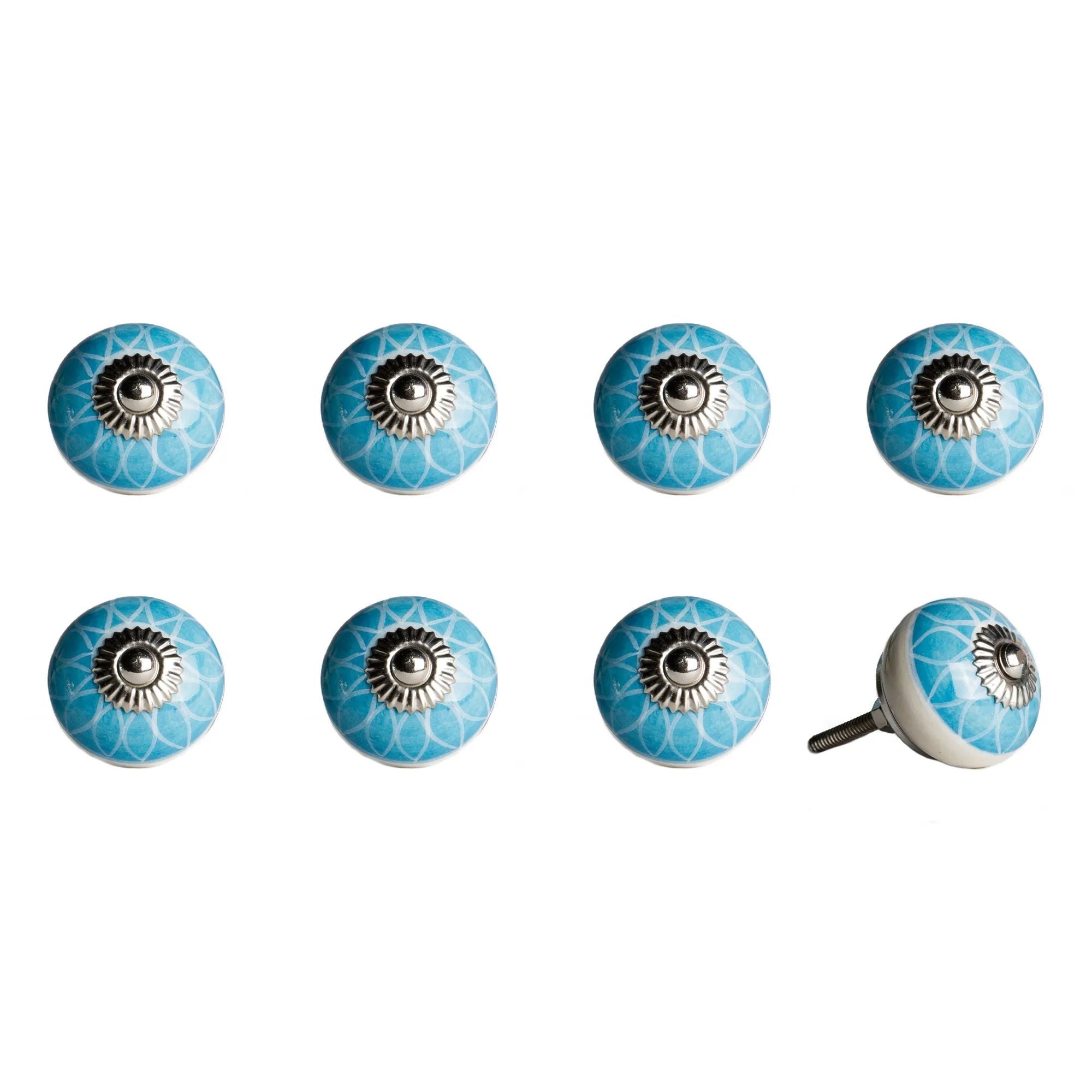 Knob-It Home Decor Classic Cabinet & Drawer Knobs-Aqua/White/Silver