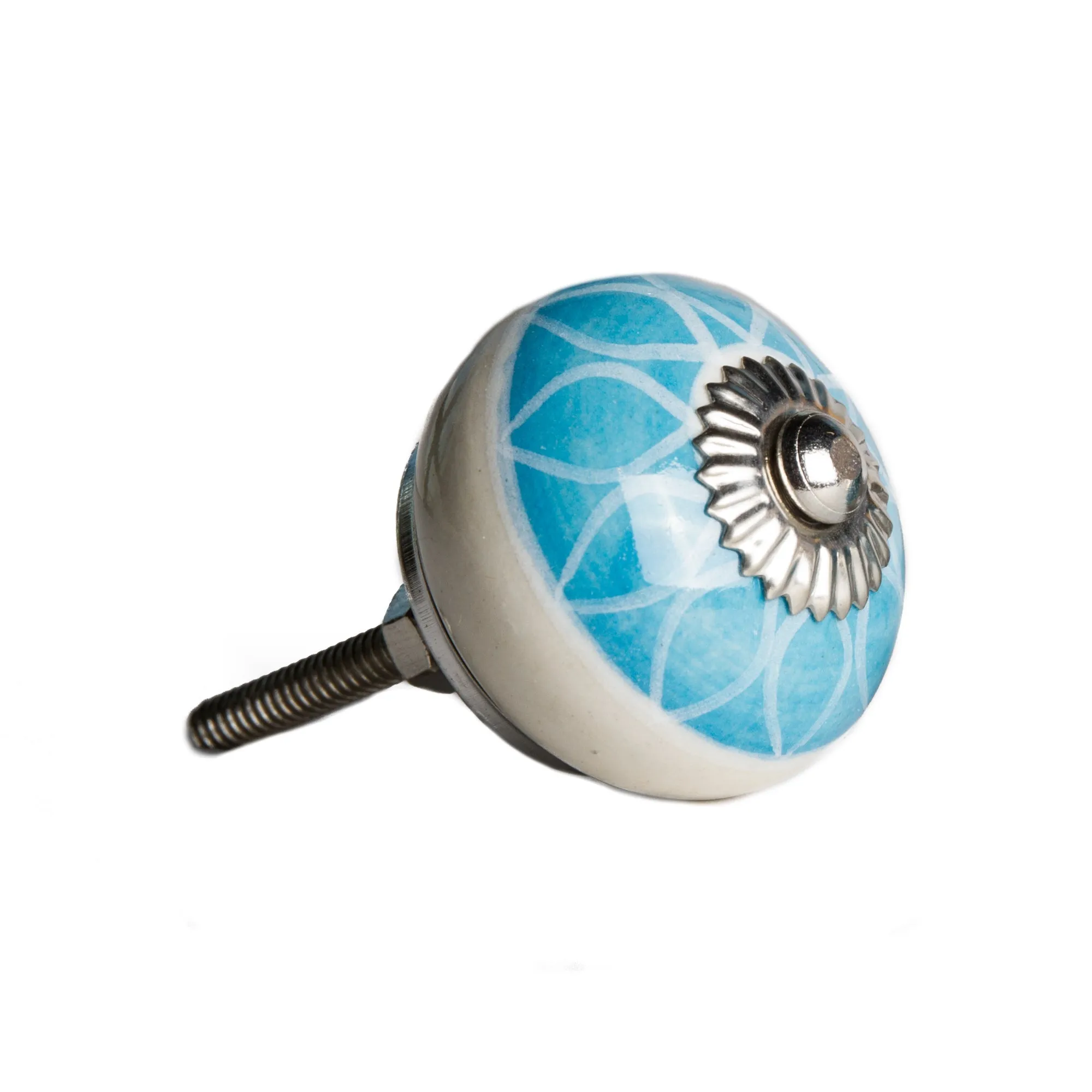 Knob-It Home Decor Classic Cabinet & Drawer Knobs-Aqua/White/Silver