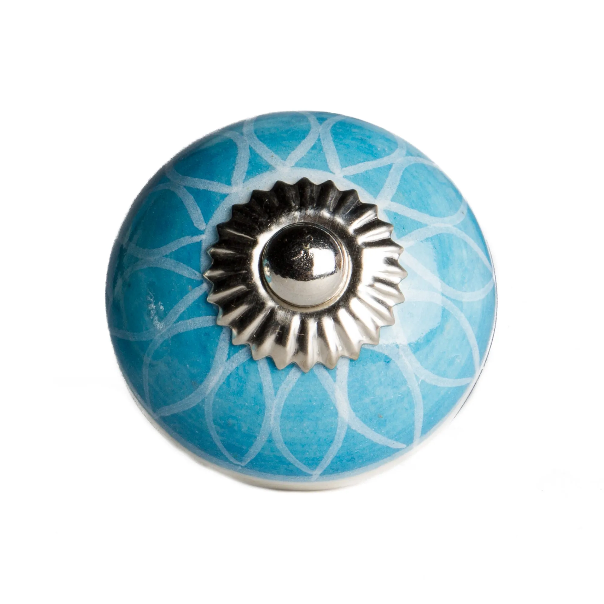 Knob-It Home Decor Classic Cabinet & Drawer Knobs-Aqua/White/Silver