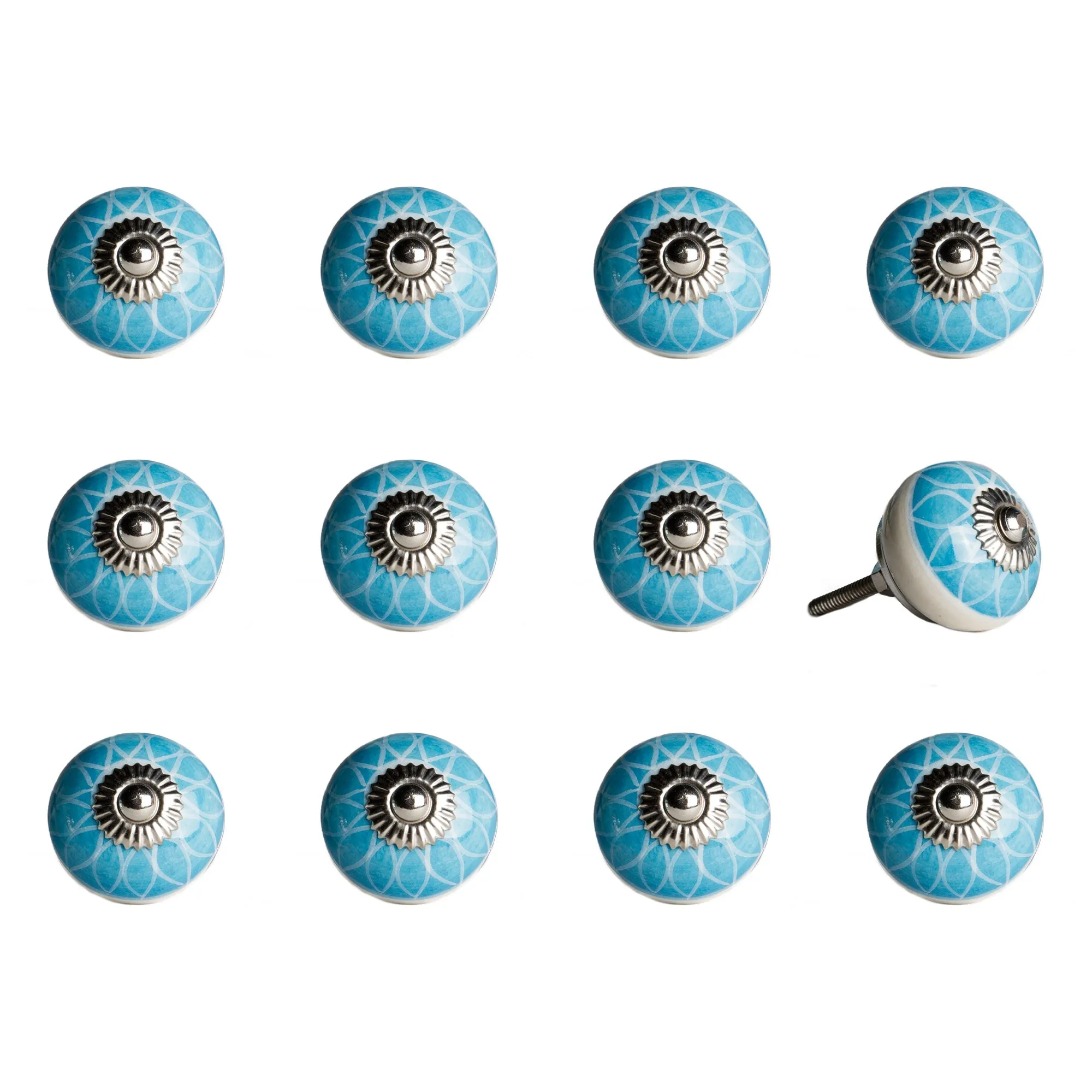 Knob-It Home Decor Classic Cabinet & Drawer Knobs-Aqua/White/Silver