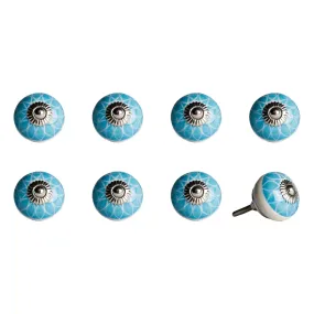 Knob-It Home Decor Classic Cabinet & Drawer Knobs-Aqua/White/Silver
