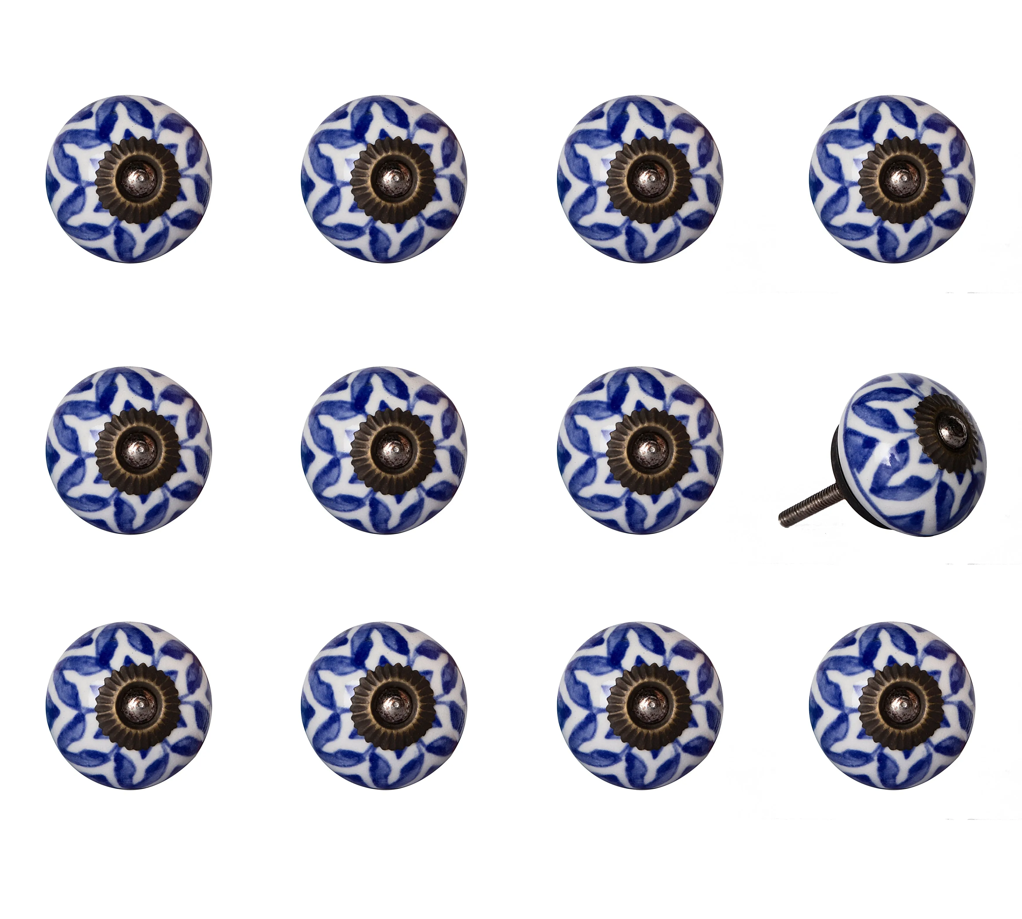 Knob-It Home Decor Classic Cabinet & Drawer Knobs-Blue/White/Copper